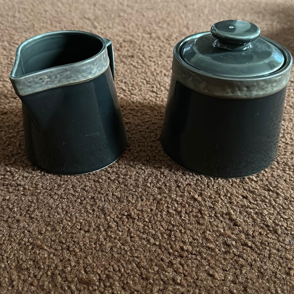 Sango creamer and sugar canisters